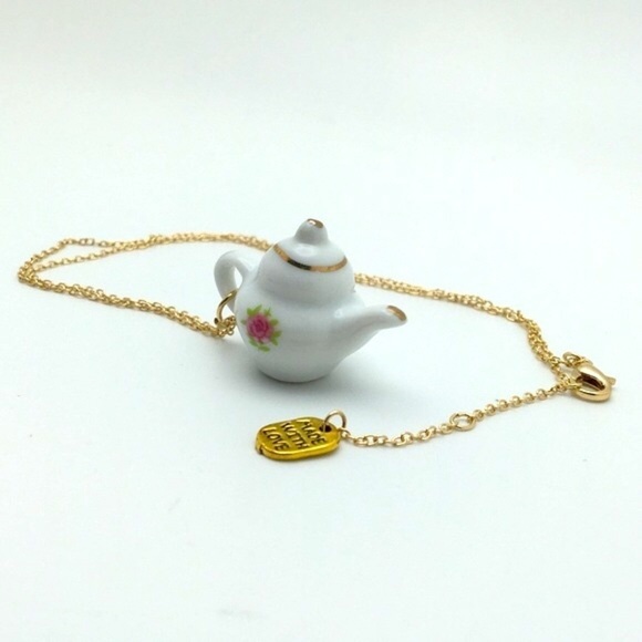 Artisan, 381MidaLane Jewelry - Bridgerton Ceramic Teapot Charm Necklace